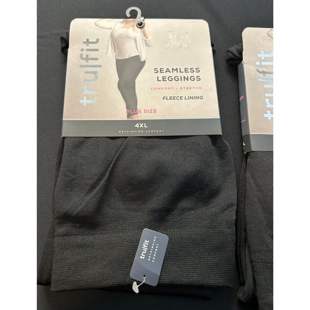 NWT TruFit Seamless Fleece Lined Leggings Black Plus Size 4XL 2 Pack Bundle